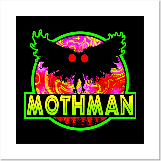 Mothman West Virginia Wing Humanoid Moth Retro Vintage Groovy Trippy Wall Art by National Cryptid Society